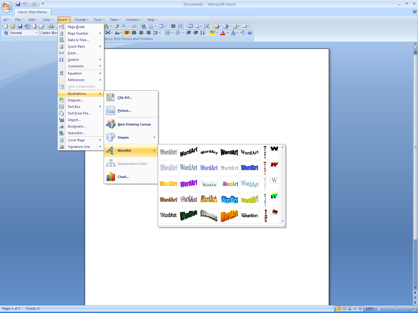 Classic Style Menus And Toolbars For Microsoft Word 2007